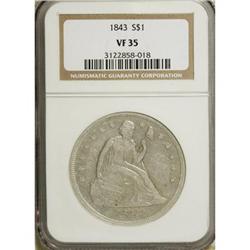 1843 $1 VF35 NGC