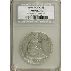 1866 $1 Motto AU50 CSN
