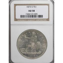 1875-S T$1 AU58 NGC