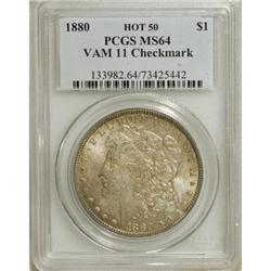 1880 $1 8/7 Overdate MS64 PCGS