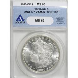 1880-CC $1 8 Over High 7 MS63 ANACS