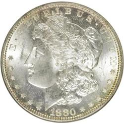 1880-S $1 8 Over 7 MS65 NGC