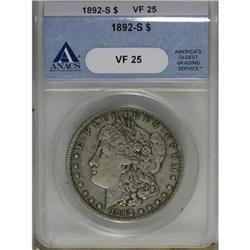 1892-S $1 VF25 ANACS
