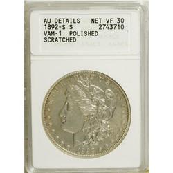 1892-S $1 VF30 ANACS
