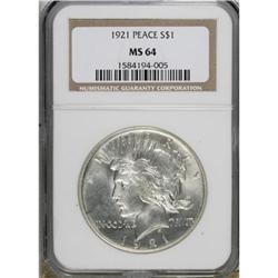 1921 $1 MS64 NGC