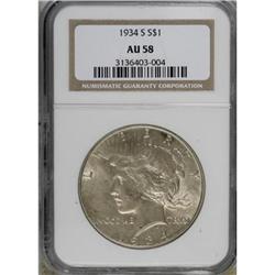 1934-S $1 AU58 NGC