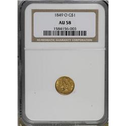 1849-O G$1 Open Wreath AU58 NGC