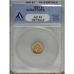 1851 G$1 AU53 ANACS