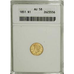 1851 G$1 AU58 ANACS