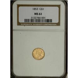 1853 G$1 MS61 NGC