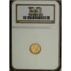 1853 G$1 MS61 NGC