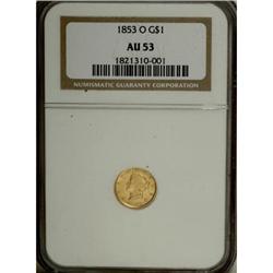 1853-O G$1 AU53 NGC