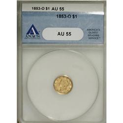 1853-O G$1 AU55 ANACS
