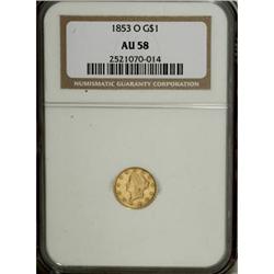 1853-O G$1 AU58 NGC