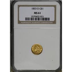 1853-O G$1 MS61 NGC