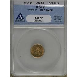 1854 G$1 Type Two AU50 ANACS