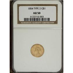1854 G$1 Type Two AU50 NGC