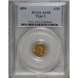 1854 G$1 Type Two AU55 PCGS