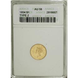 1854 G$1 Type Two AU58 ANACS