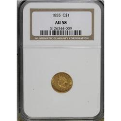 1855 G$1 AU58 NGC