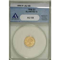 1856 G$1 Slanted 5 AU55 ANACS