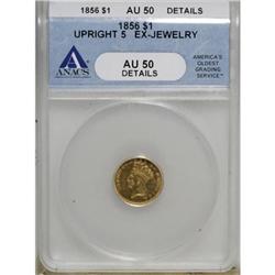 1856 G$1 Upright 5 AU50 ANACS