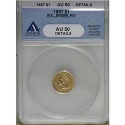 1857 G$1 AU50 ANACS