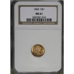 1860 G$1 MS61 NGC