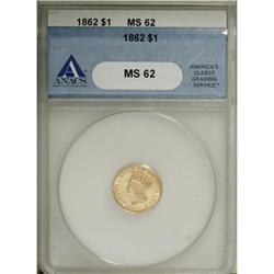 1862 G$1 MS62 ANACS