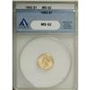 Image 1 : 1862 G$1 MS62 ANACS