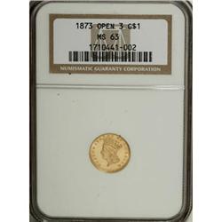 1873 G$1 Open 3 MS63 NGC