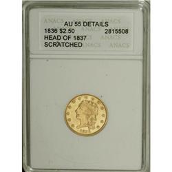 1836 $2 1/2 Script 8 AU55 ANACS