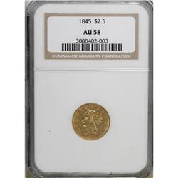 1845 $2 1/2 AU58 NGC