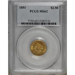 1851 $2 1/2 MS62 PCGS