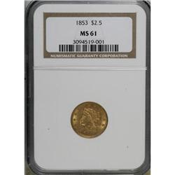 1853 $2 1/2 MS61 NGC
