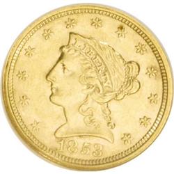 1853 $2 1/2 MS61 NGC