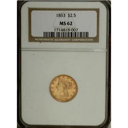 1853 $2 1/2 MS62 NGC