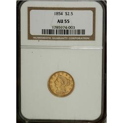 1854 $2 1/2 AU55 NGC