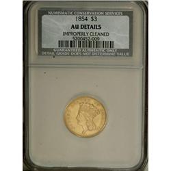 1854 $3 AU50 CSN