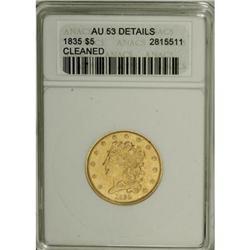 1835 $5 AU53 ANACS