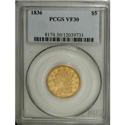 1836 $5 VF30 PCGS