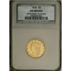 1836 $5 AU50 CSN