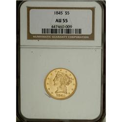 1845 $5 AU55 NGC