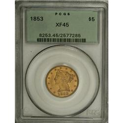 1853 $5 XF45 PCGS