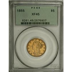 1855 $5 XF45 PCGS