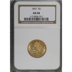 1857 $5 AU58 NGC