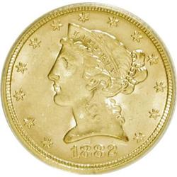 1882 $5 MS61 ANACS