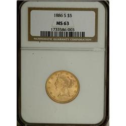 1886-S $5 MS63 NGC