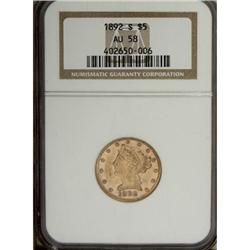 1892-S $5 AU58 NGC