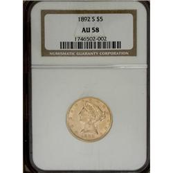 1892-S $5 AU58 NGC